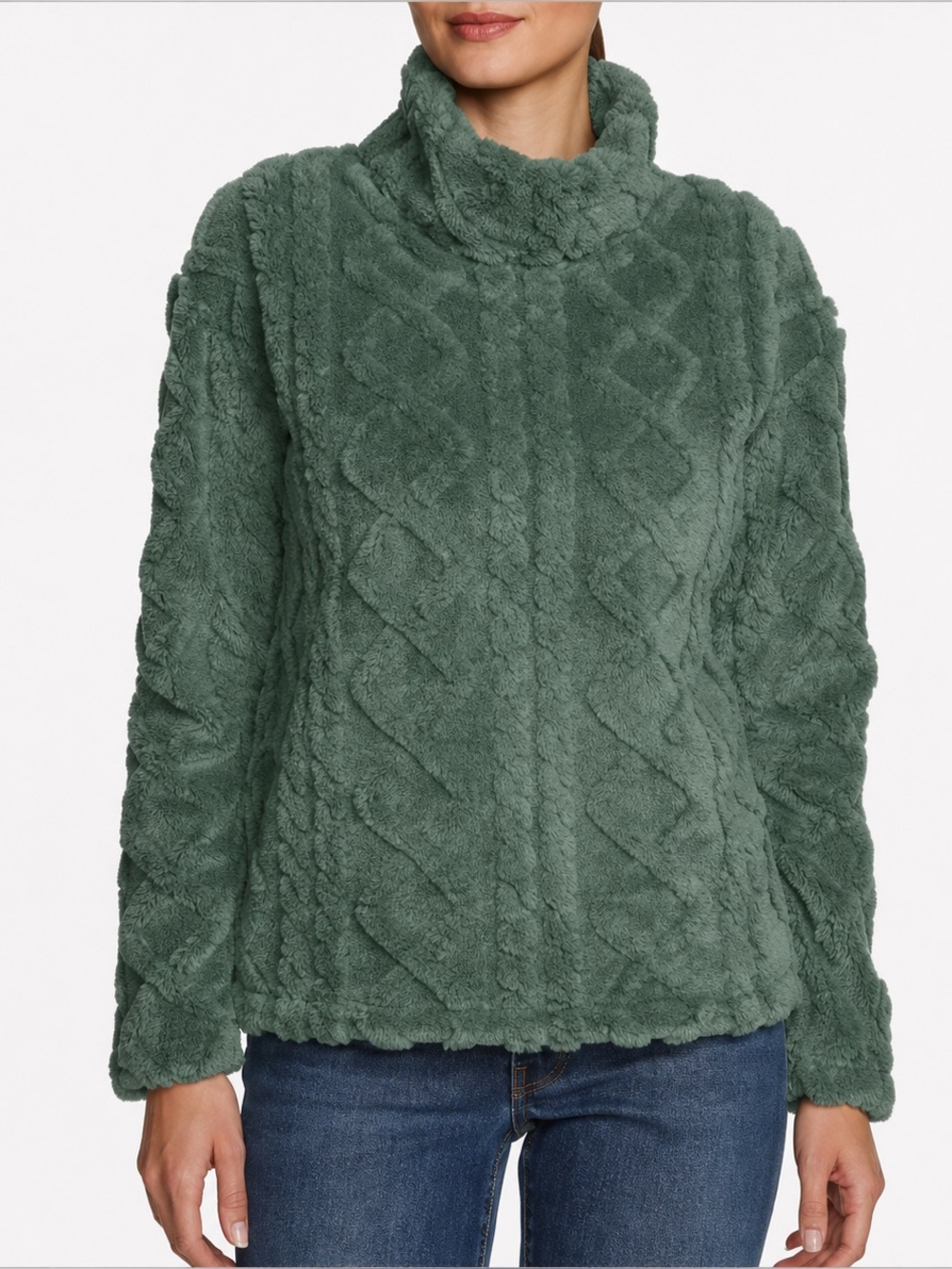 Eddie Bauer Ultra-soft Cable Fleece Pullover Sweater‎ NWT
